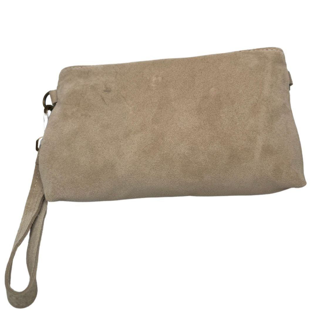 Borsa donna pochette in vera pelle scamosciata con tracolla