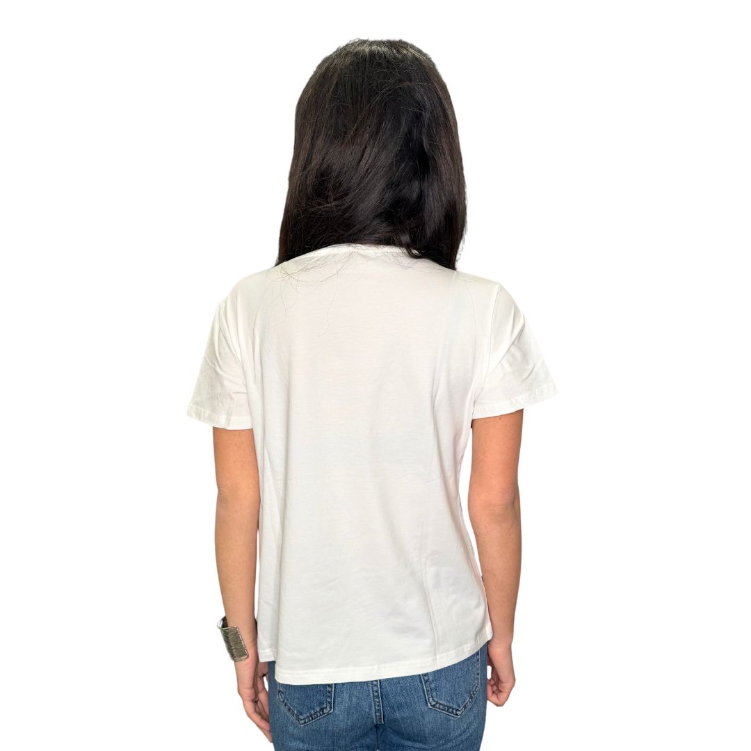 T-shirt donna manica corta con strass