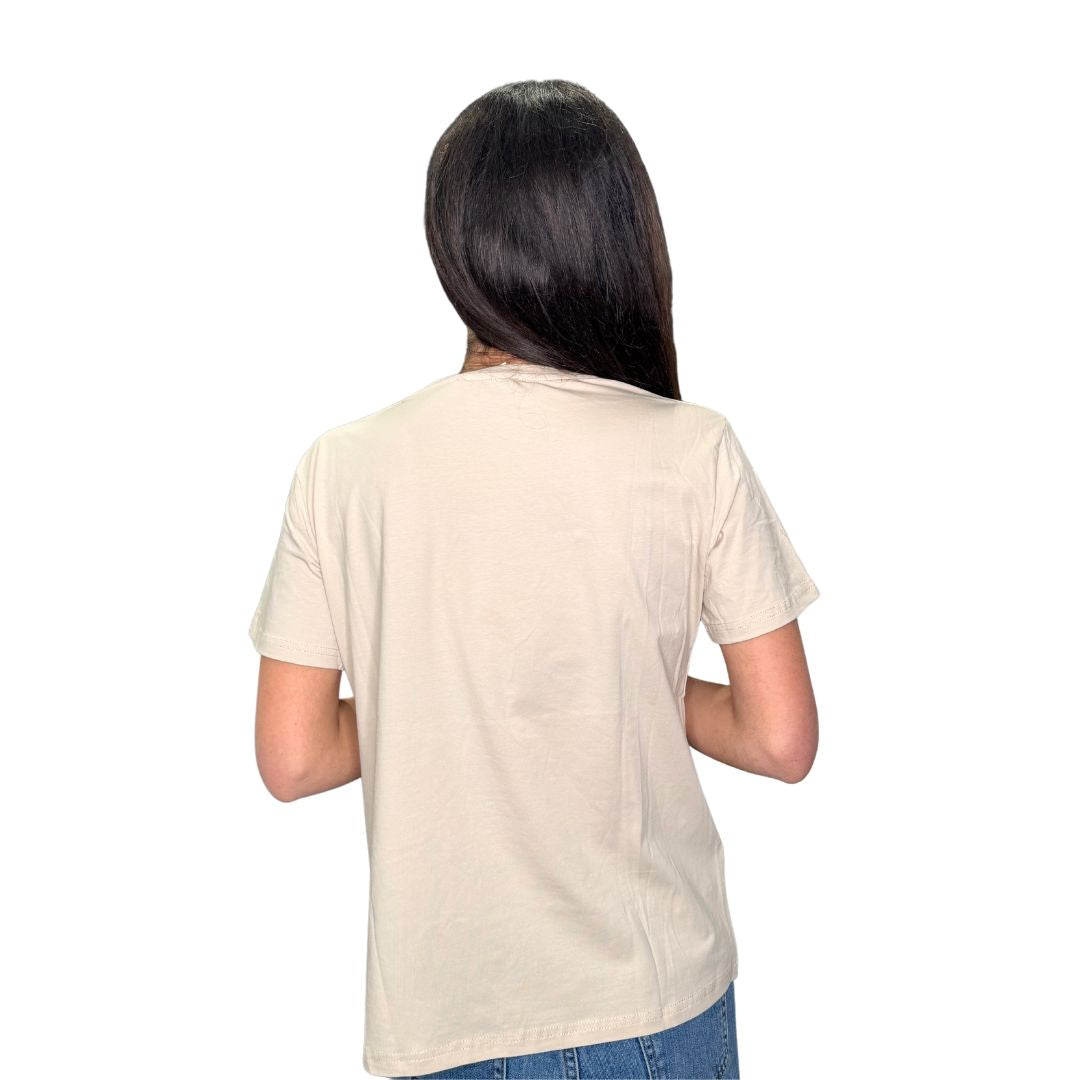 T-shirt donna manica corta con strass