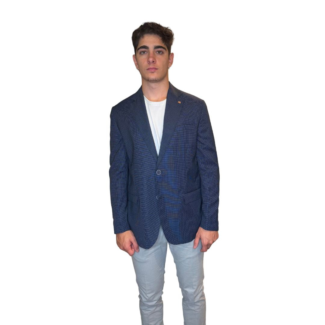 Giacca uomo destrutturata puntinata tasca con pattina