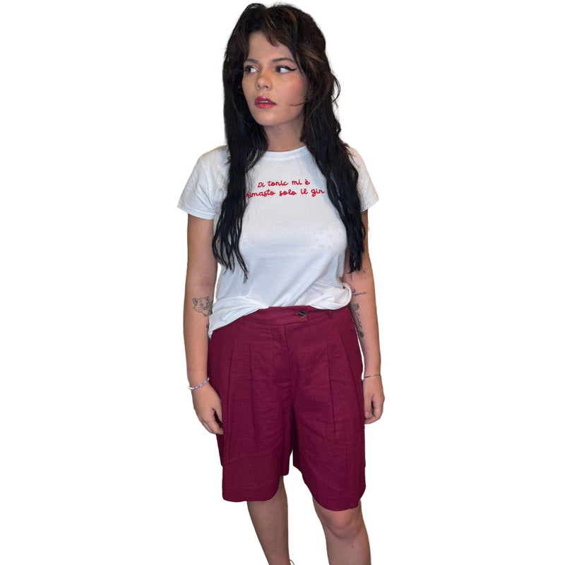 T-shirt ricamata con scritta "Di tonic mi è rimasto solo il gin" 100% cotone