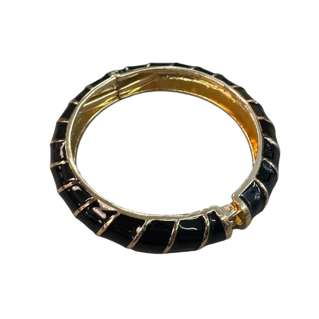 Bracciale donna rigido chiusura molla con intarsi oro