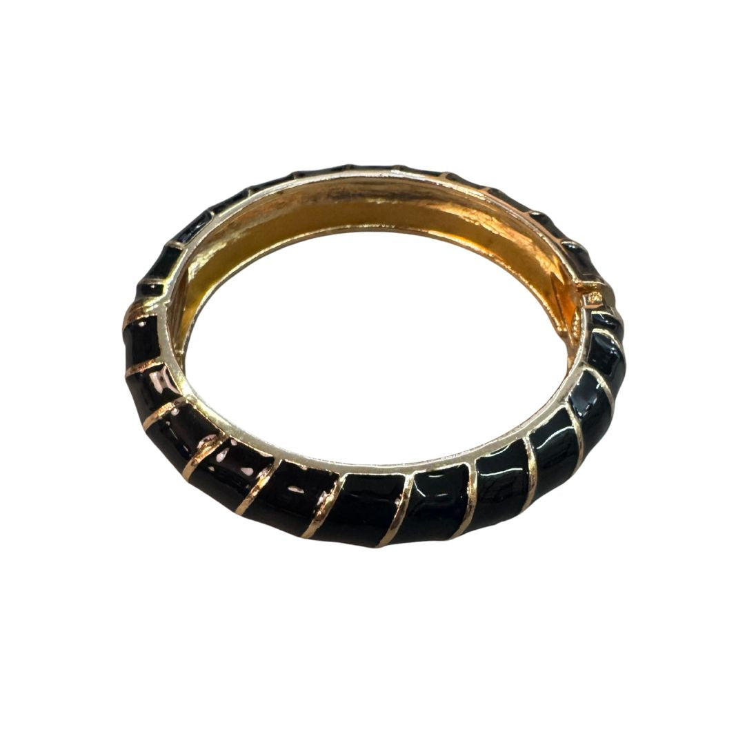 Bracciale donna rigido chiusura molla con intarsi oro