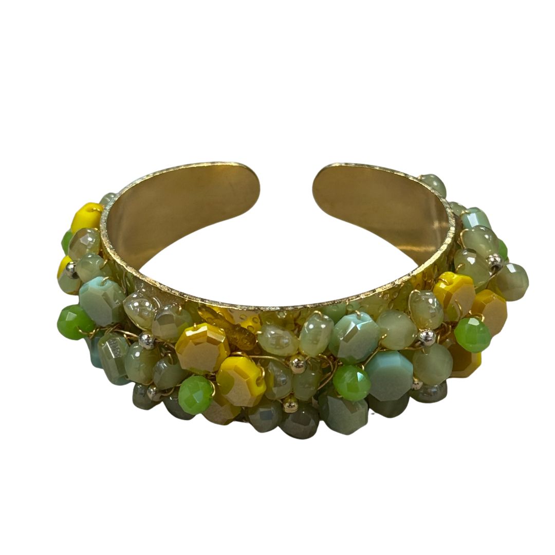 Bracciale donna rigido con perline a forma di fiore