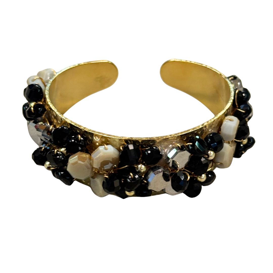 Bracciale donna rigido con perline a forma di fiore