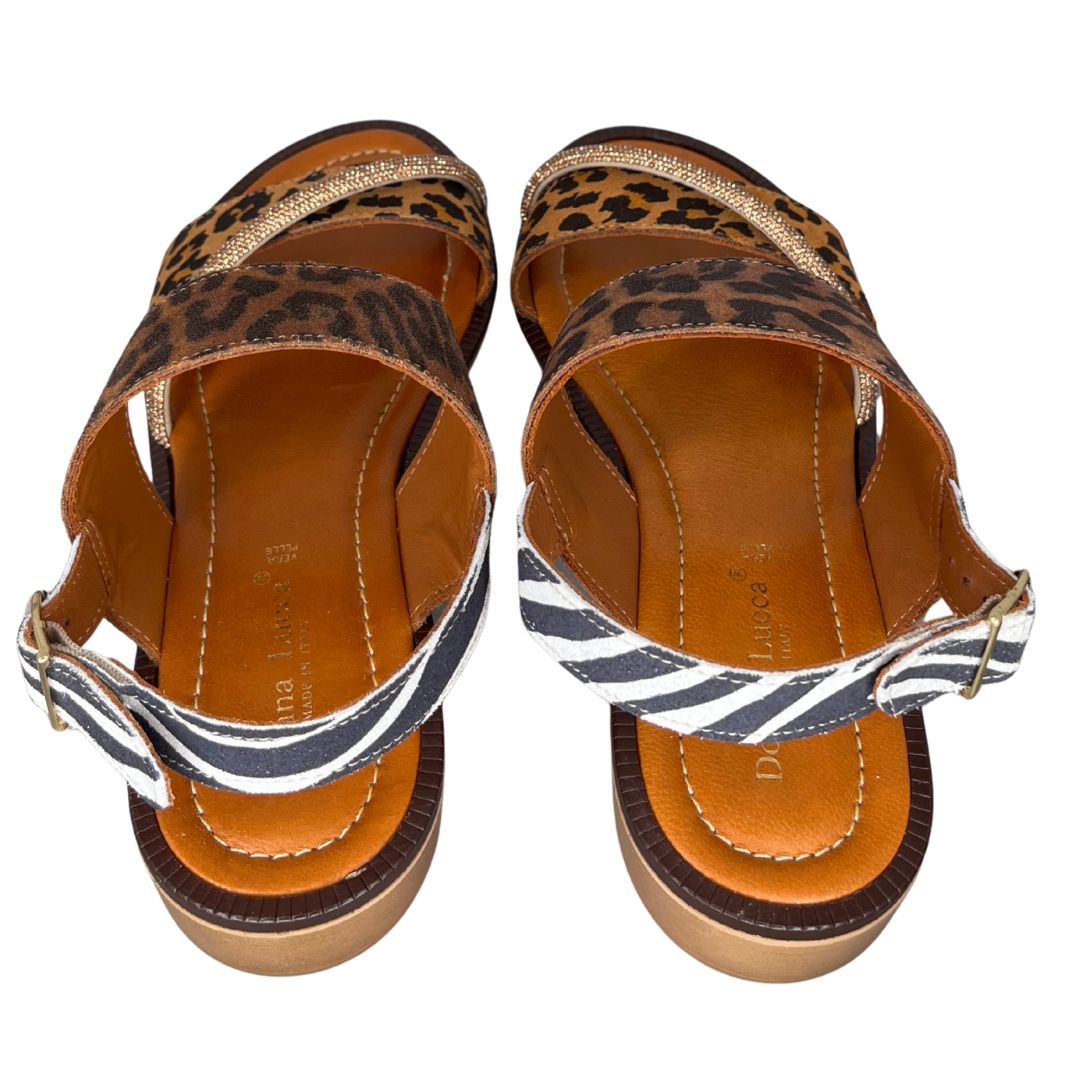 Sandalo donna animalier leopard cuir