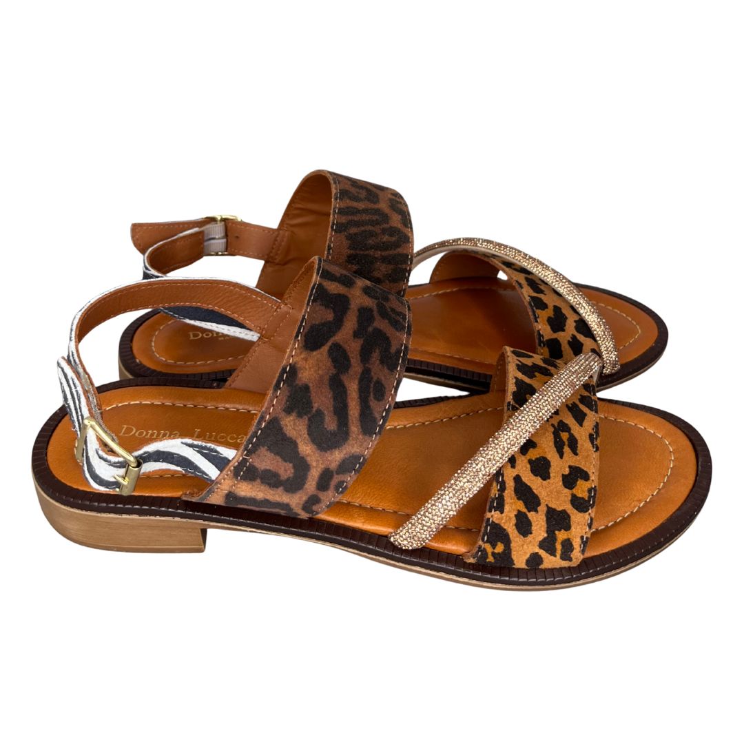 Sandalo donna animalier leopard cuir