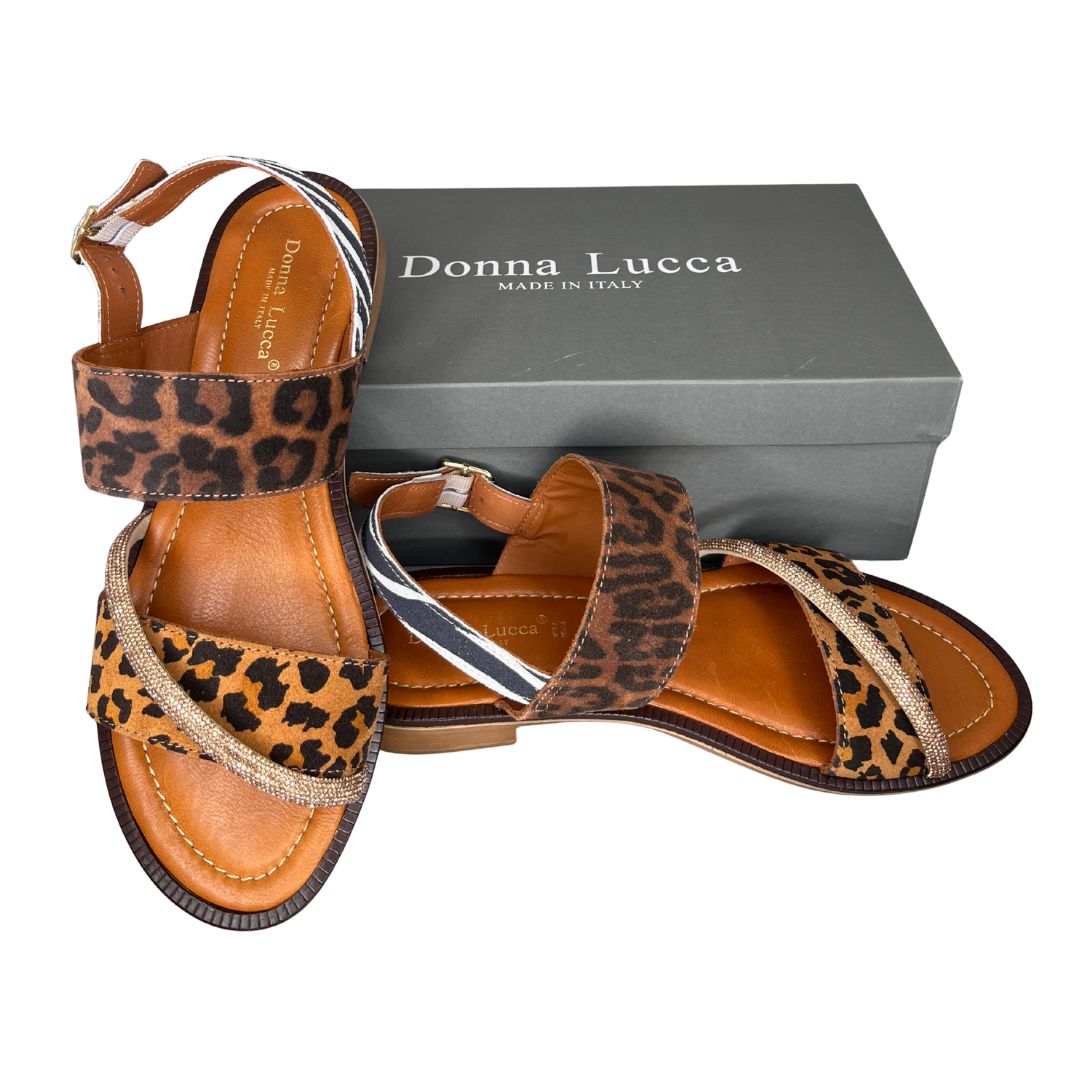 Sandalo donna animalier leopard cuir