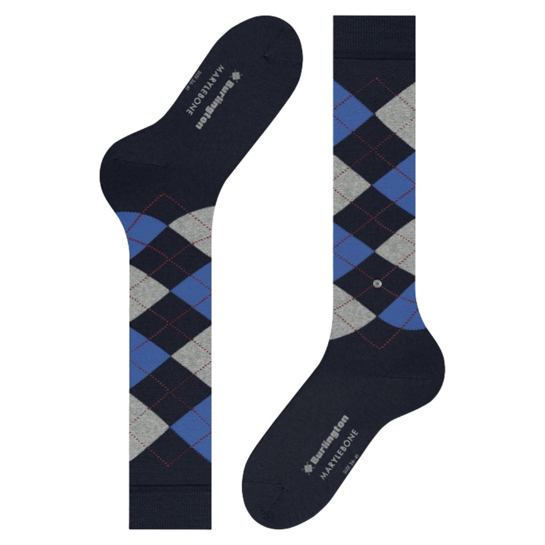 Calzini donna lunghi Burlington Marylebone rombi