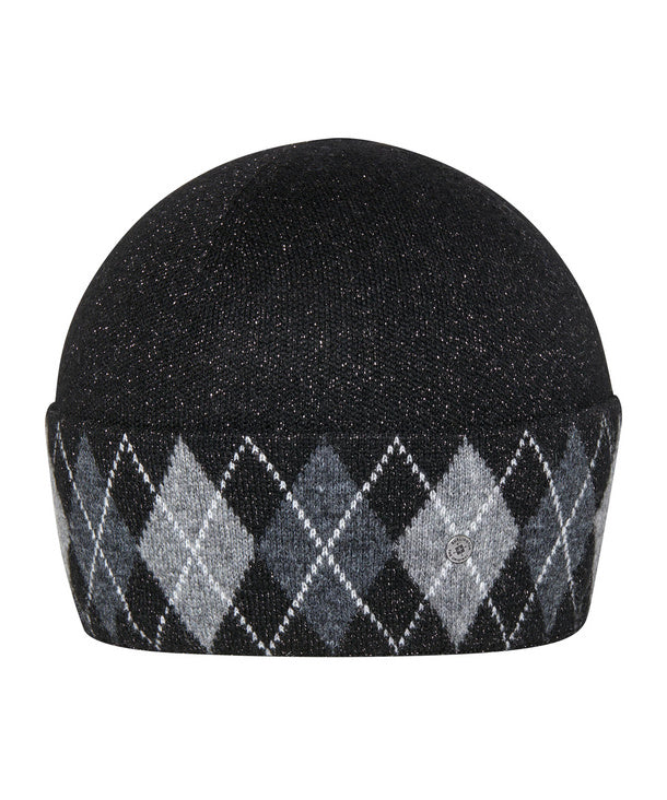 Cuffia donna Brit Chic laminata con risvolto a rombi misto lana