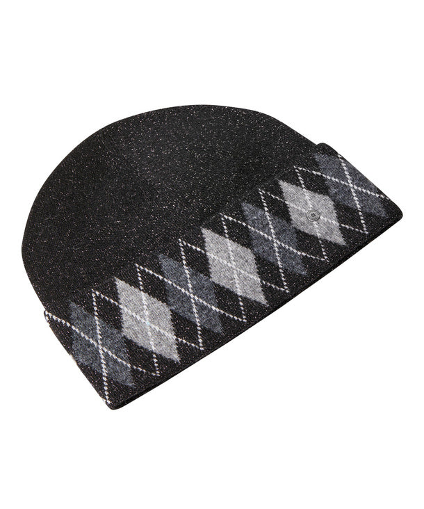 Cuffia donna Brit Chic laminata con risvolto a rombi misto lana