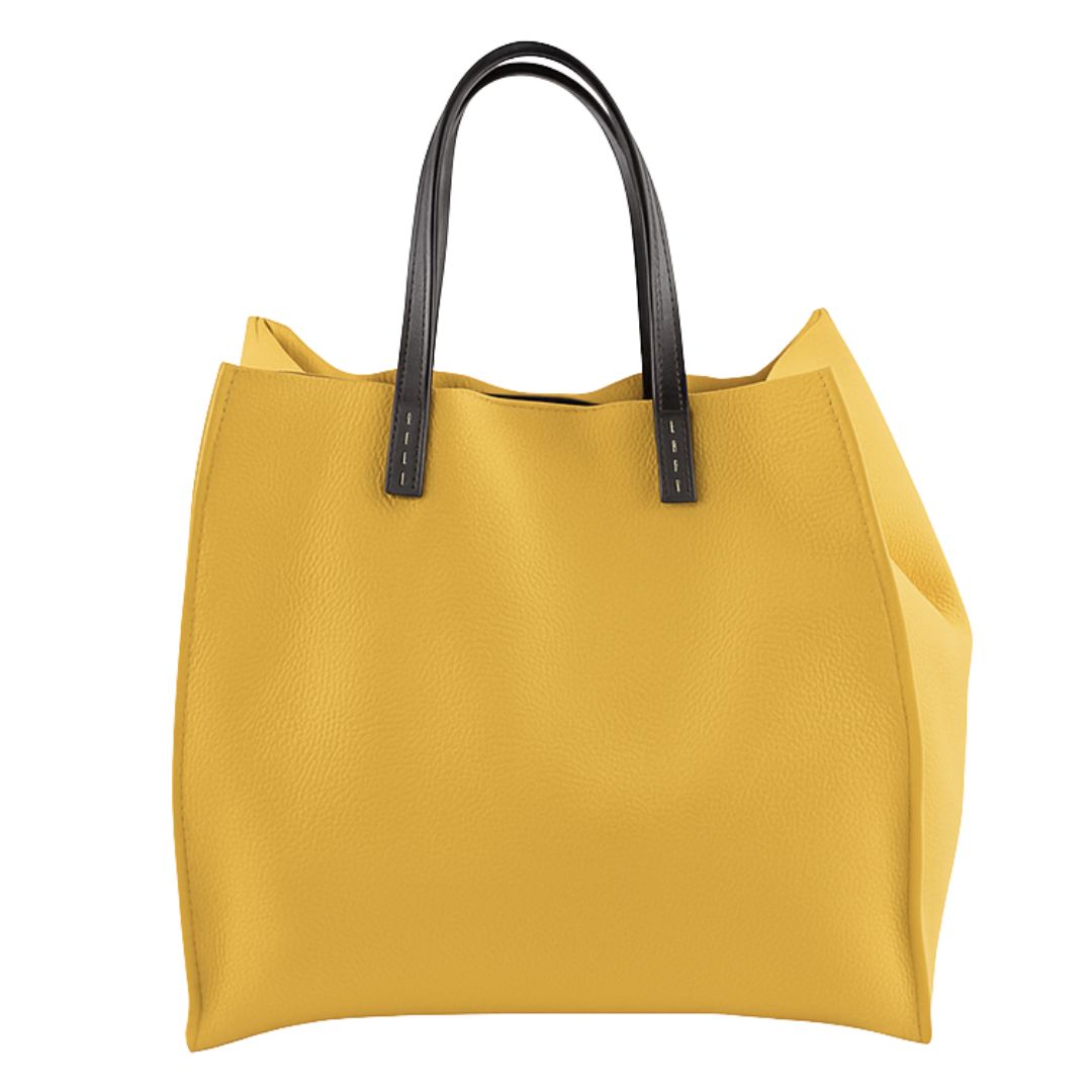 Shopper Con Pochette Interna in Pelle Martellata