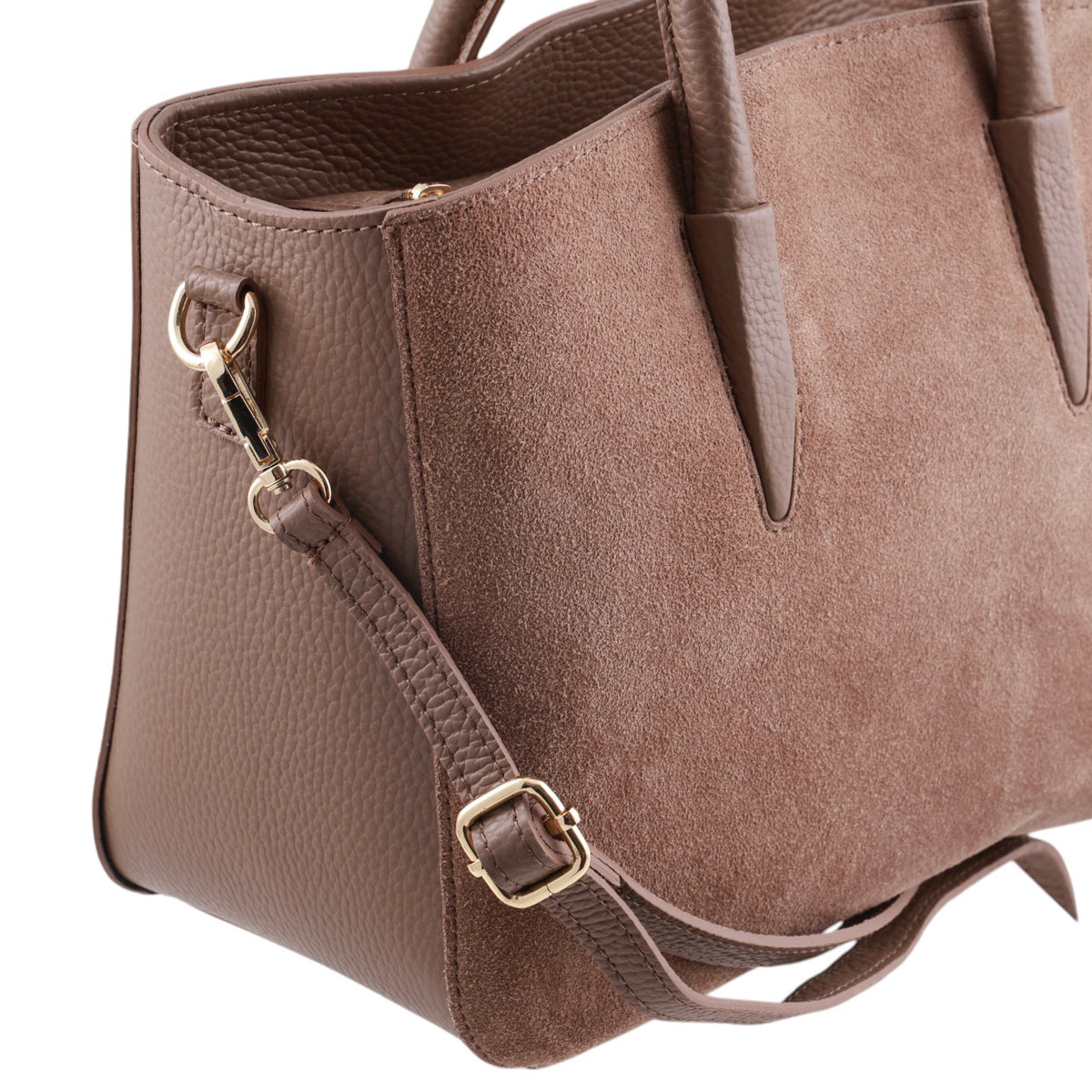 Borsa in Pelle Scamosciata con Tracolla Regolabile