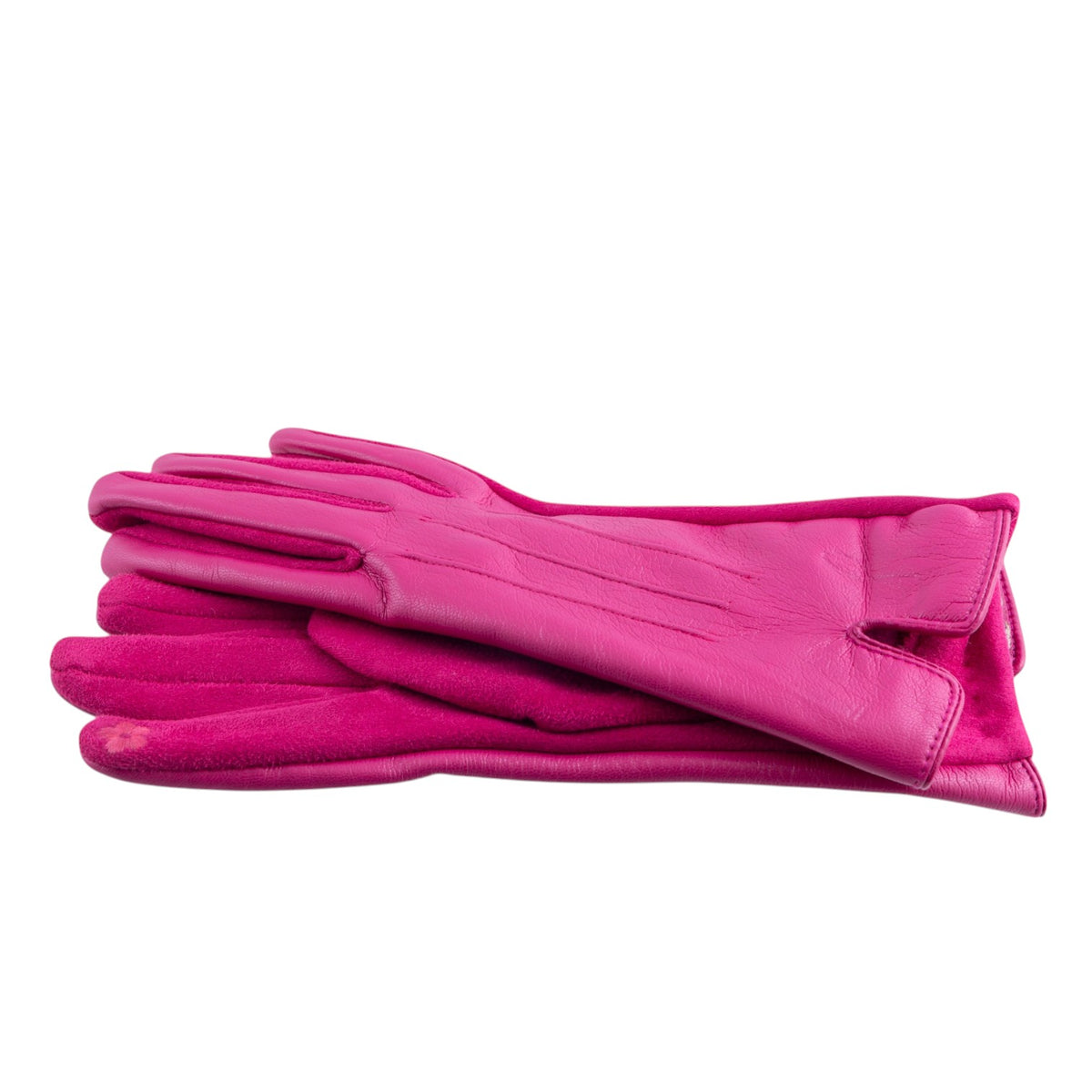 Guanti touch in similpelle finitura liscia con interno caldo e cuciture sagomate