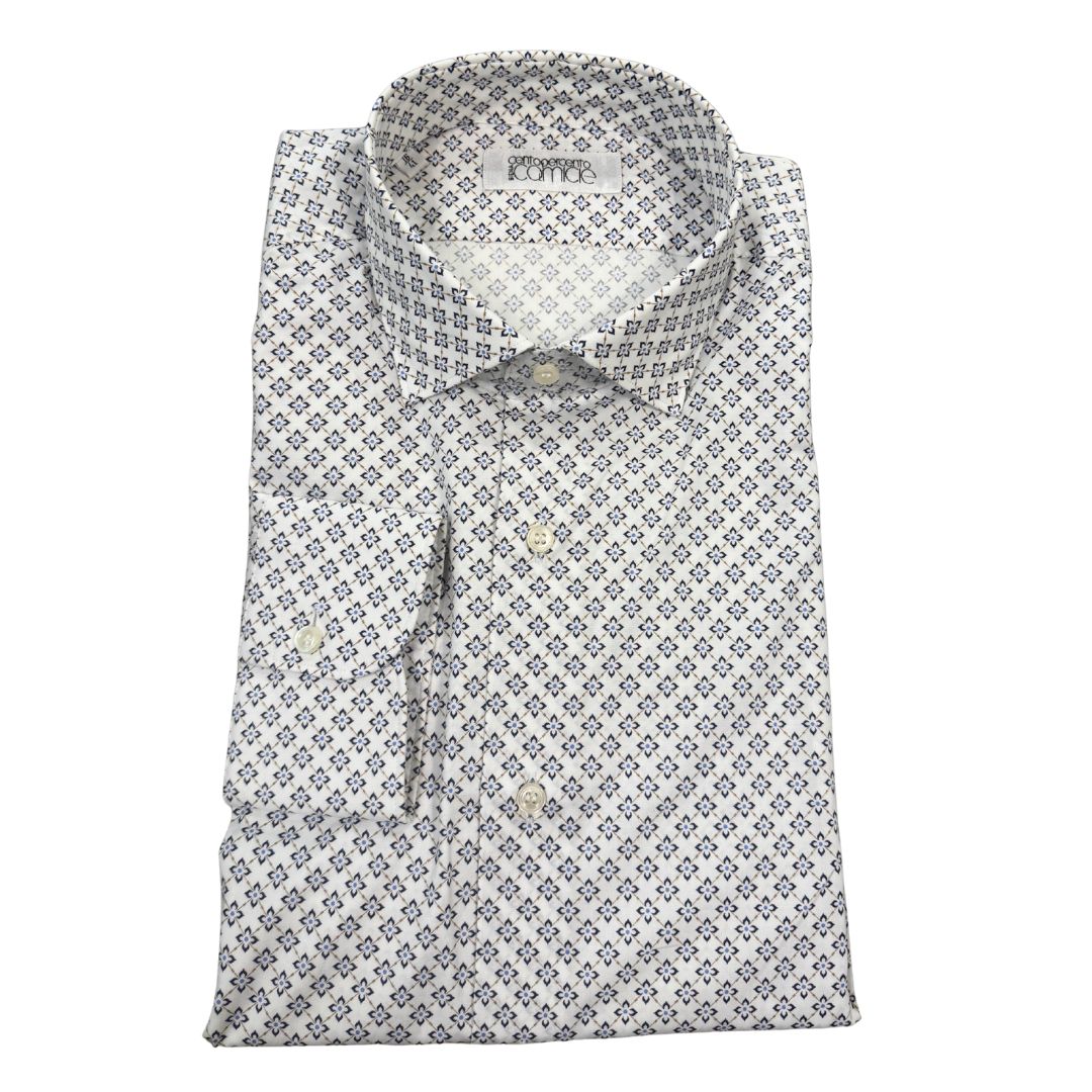 Camicia Uomo Classica in Elastam Fantasia Fiori Geometrici