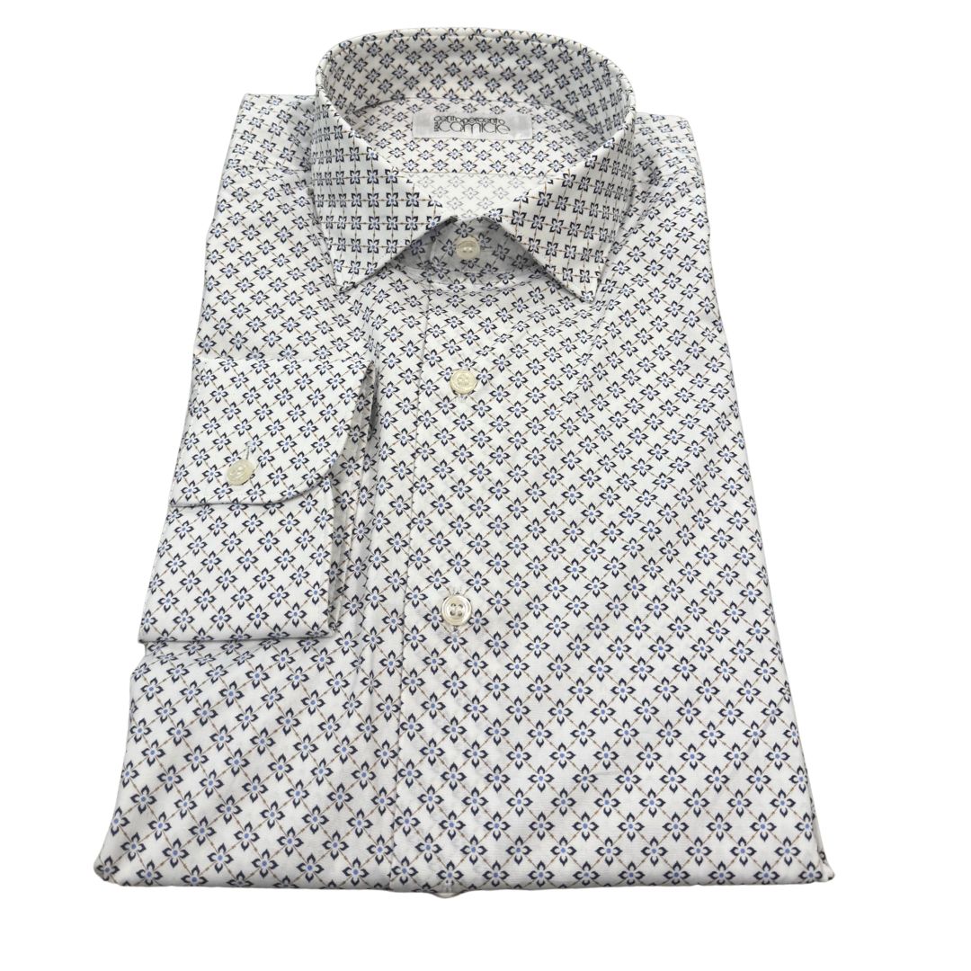 Camicia Uomo Classica in Elastam Fantasia Fiori Geometrici