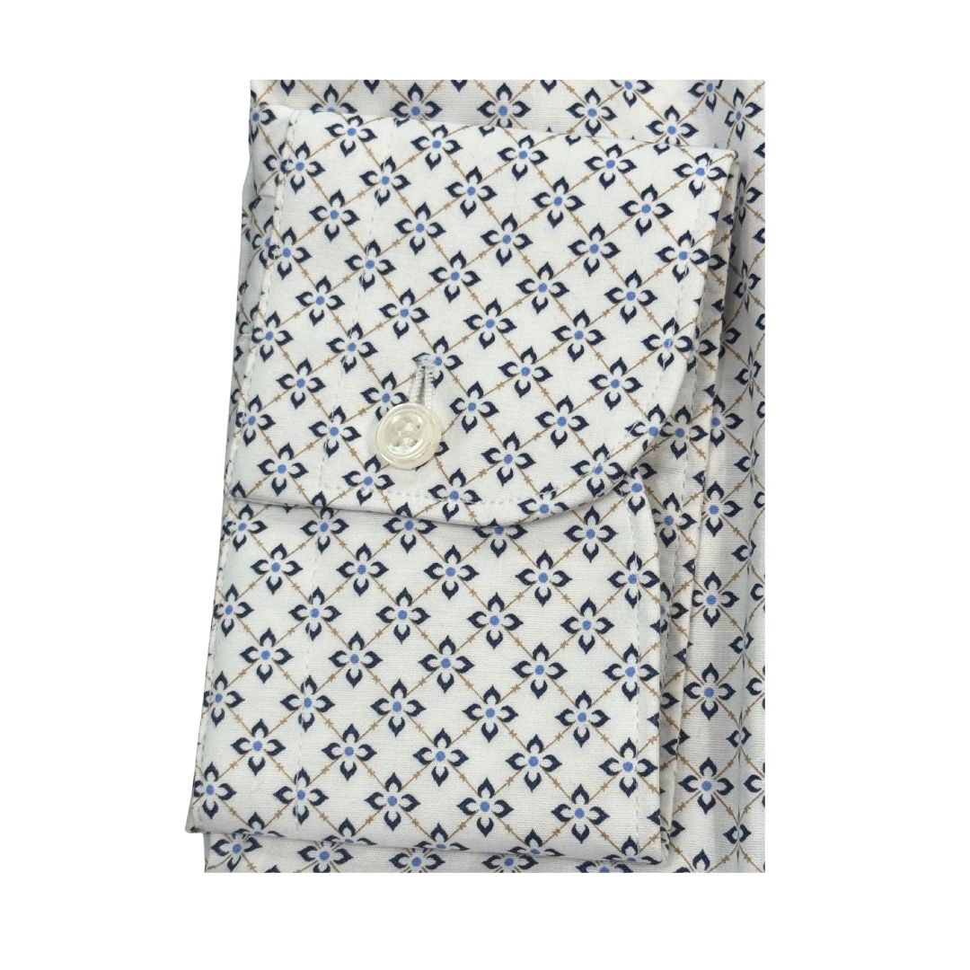 Camicia Uomo Classica in Elastam Fantasia Fiori Geometrici
