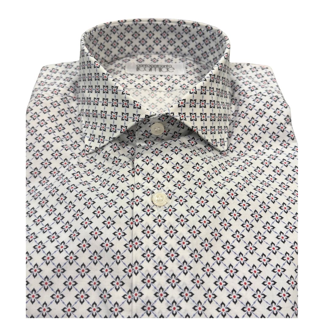 Camicia Uomo Classica in Elastam Fantasia Fiori Geometrici