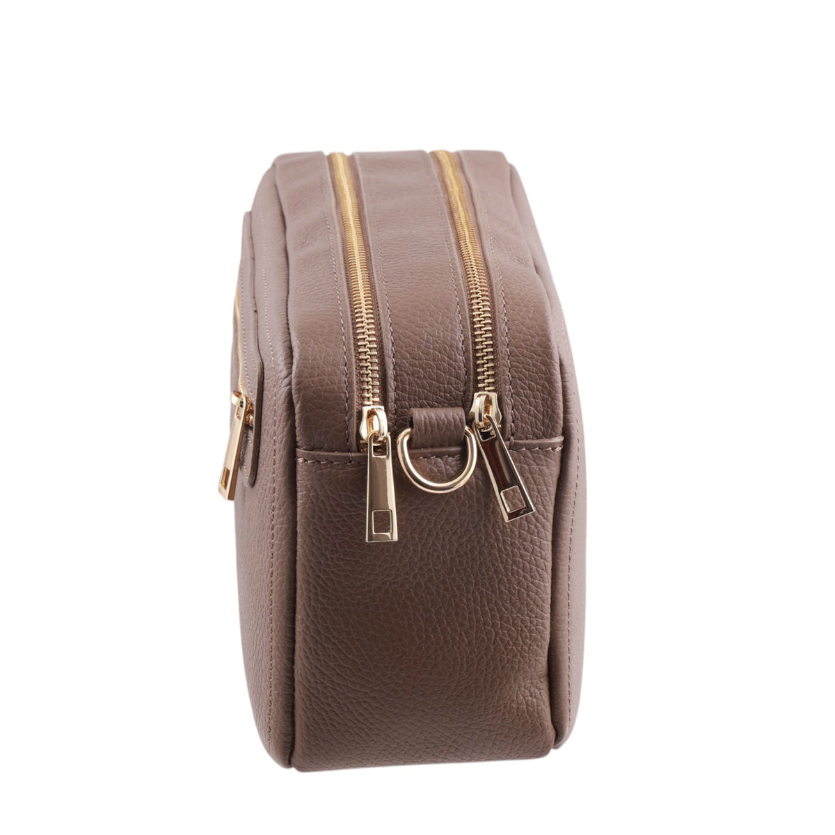 Borsa cubotto medio in pelle doppia zip con tracolla Made in Italy