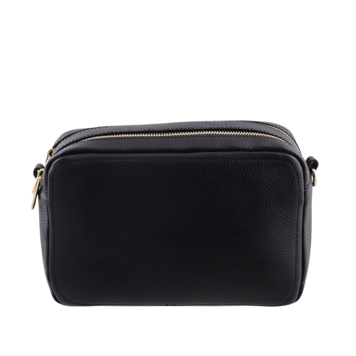 Borsa cubotto medio in pelle doppia zip con tracolla Made in Italy