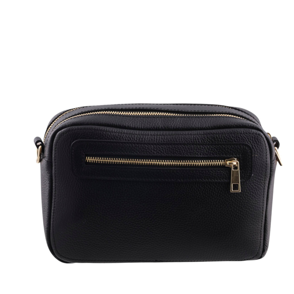 Borsa cubotto medio in pelle doppia zip con tracolla Made in Italy