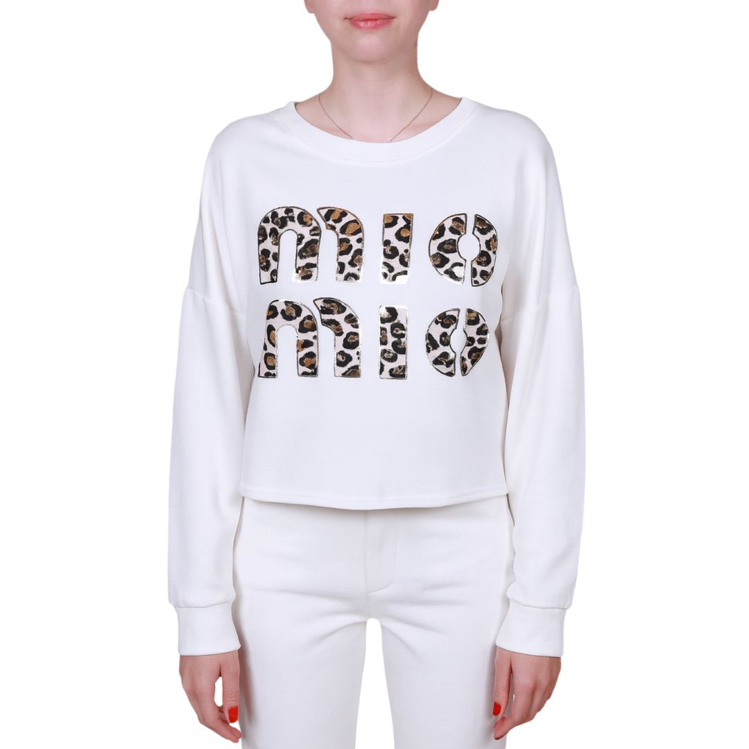 Maglia donna girocollo stampa animalier Made in Italy