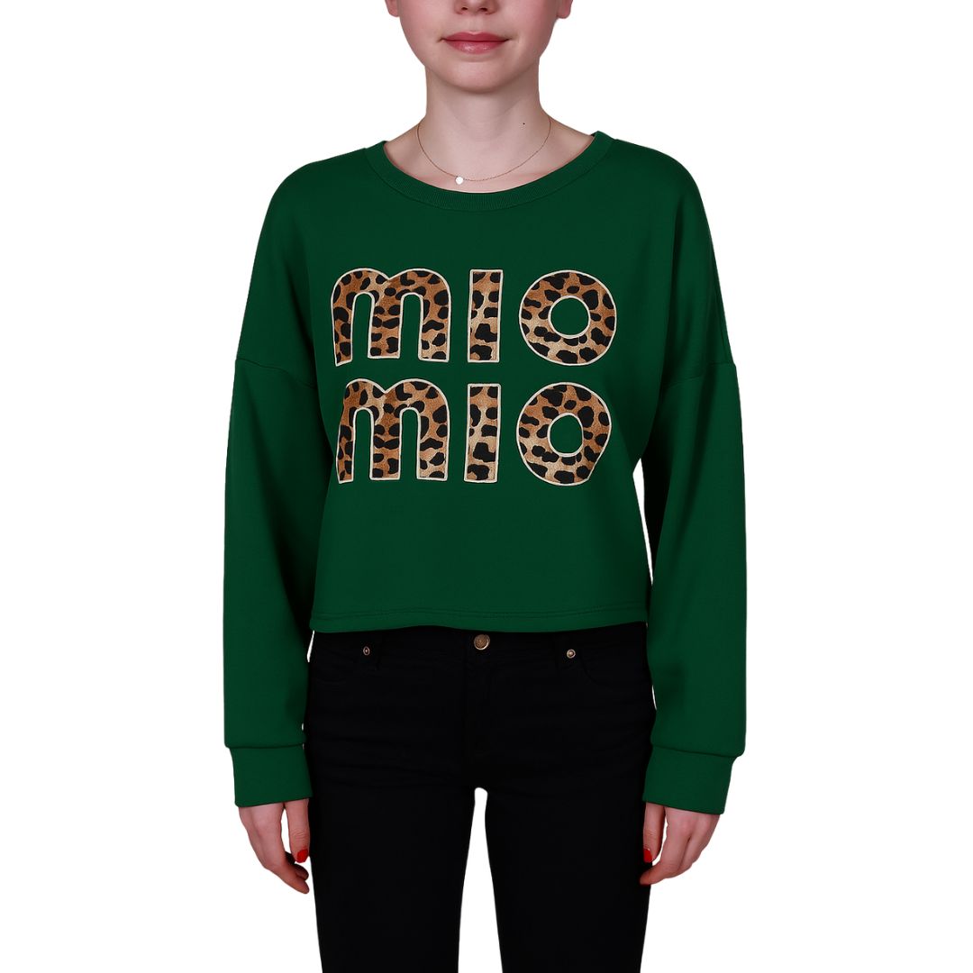 Maglia donna girocollo stampa animalier Made in Italy