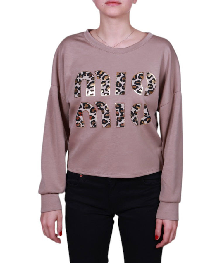 Maglia donna girocollo stampa animalier Made in Italy