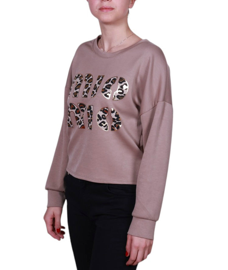 Maglia donna girocollo stampa animalier Made in Italy