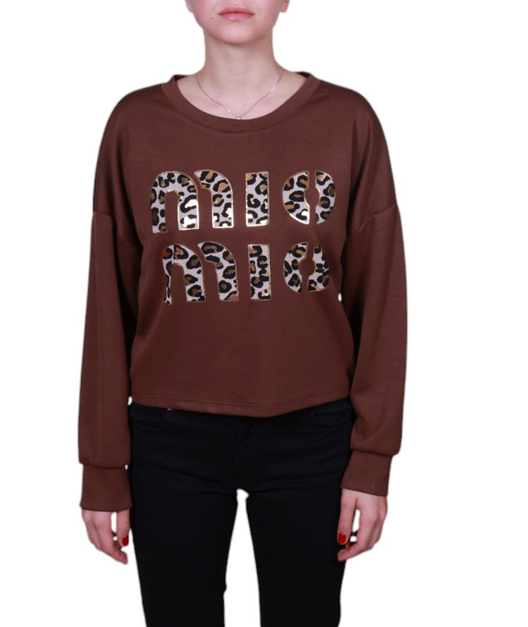 Maglia donna girocollo stampa animalier Made in Italy