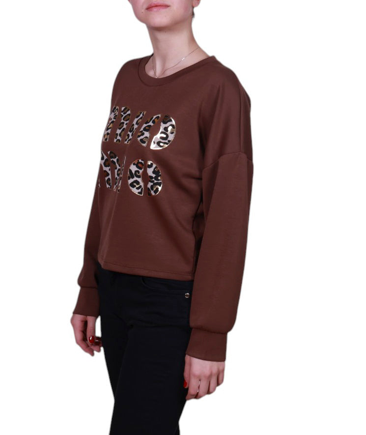 Maglia donna girocollo stampa animalier Made in Italy