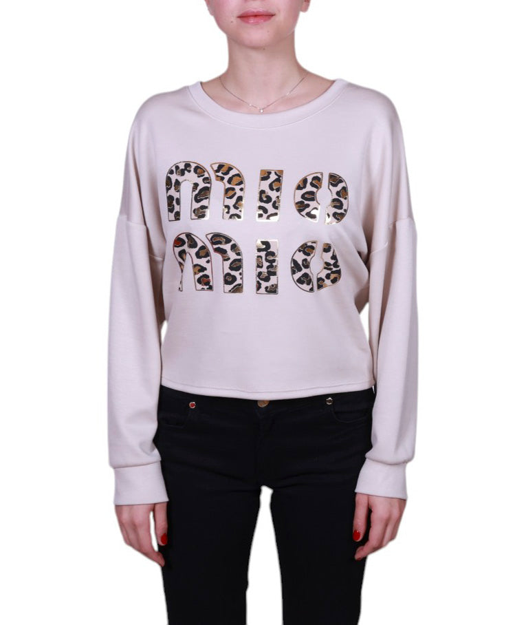 Maglia donna girocollo stampa animalier Made in Italy