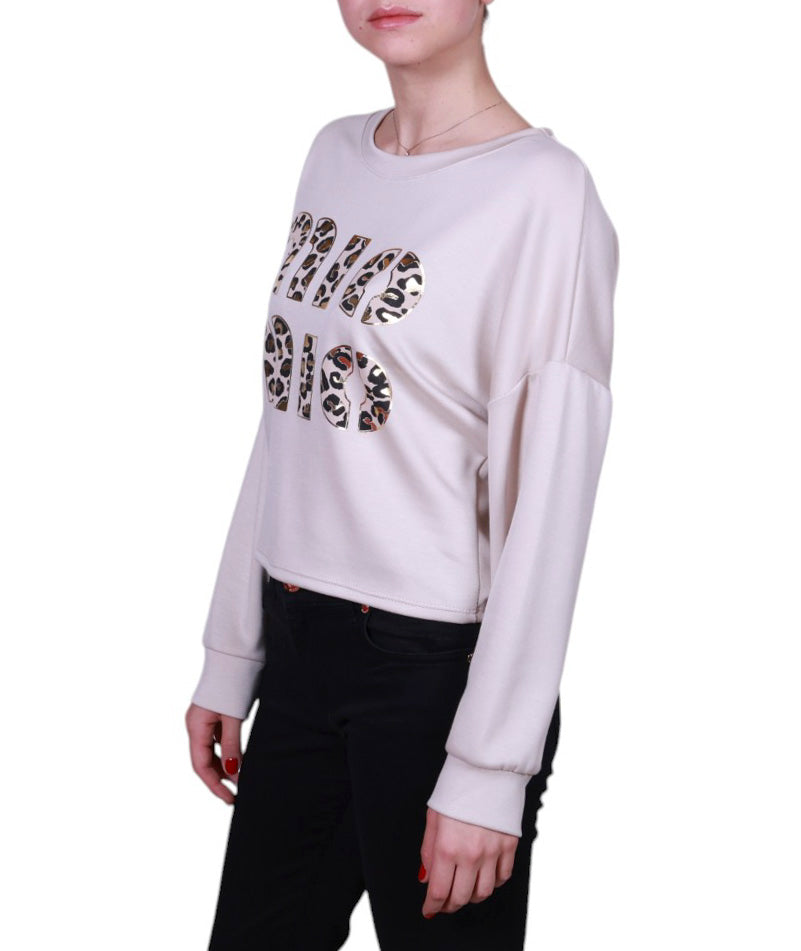 Maglia donna girocollo stampa animalier Made in Italy