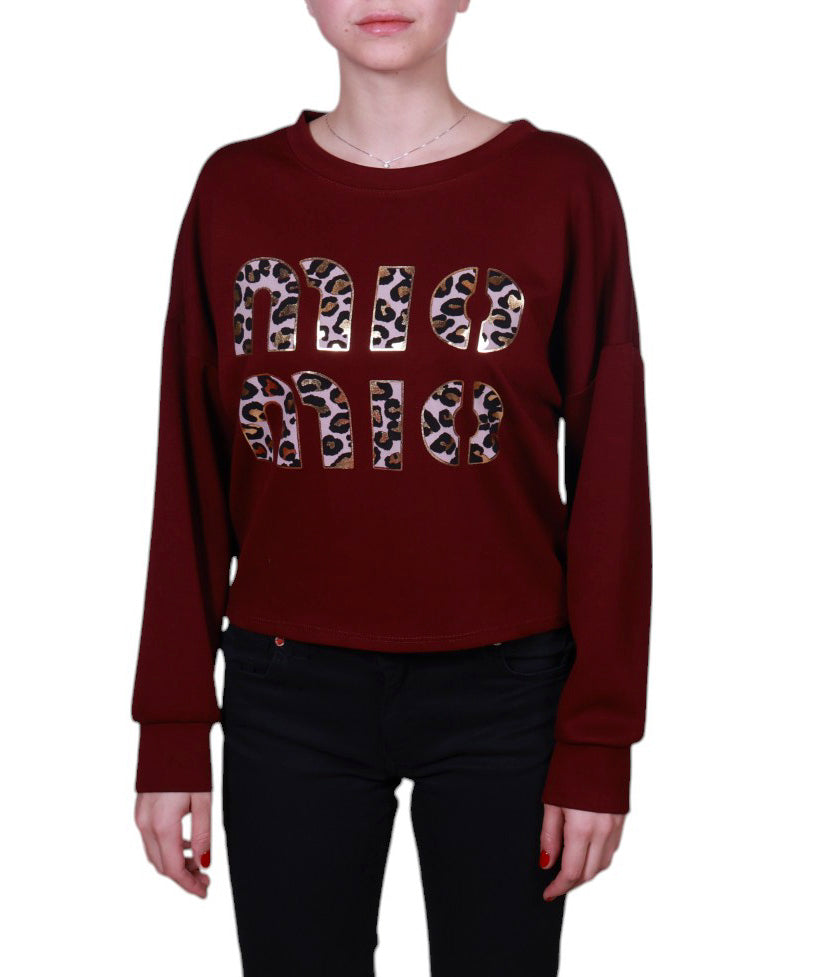 Maglia donna girocollo stampa animalier Made in Italy