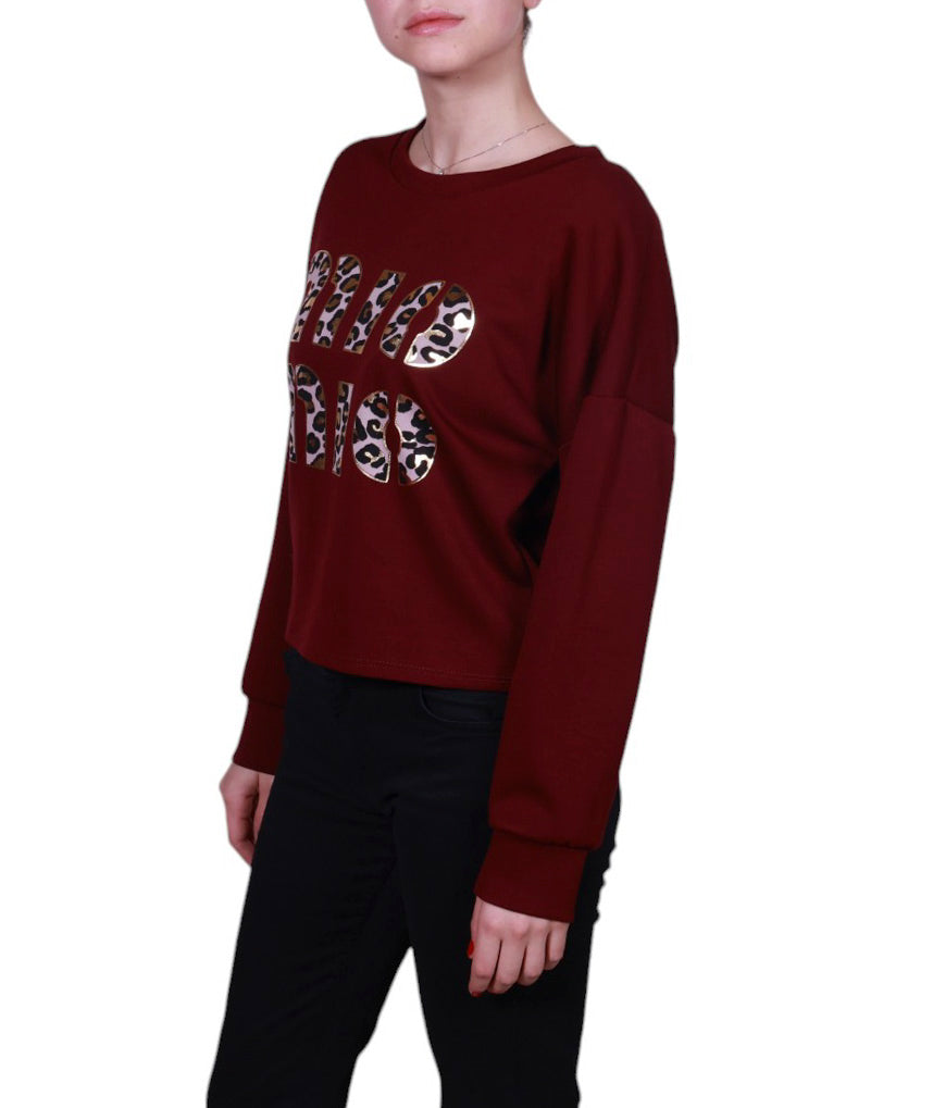 Maglia donna girocollo stampa animalier Made in Italy