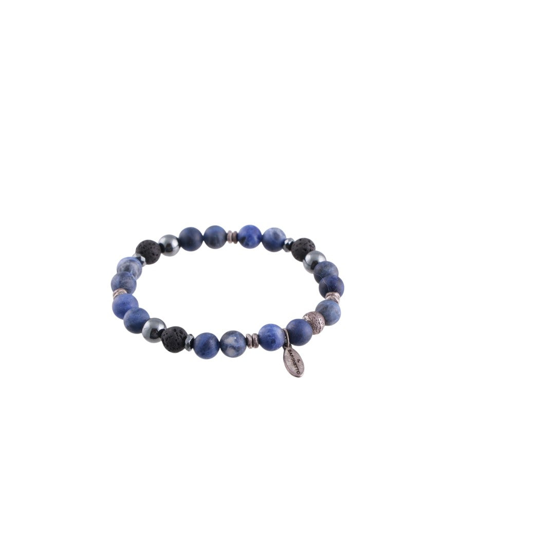 Bracciale Sodalite, lava e ematite