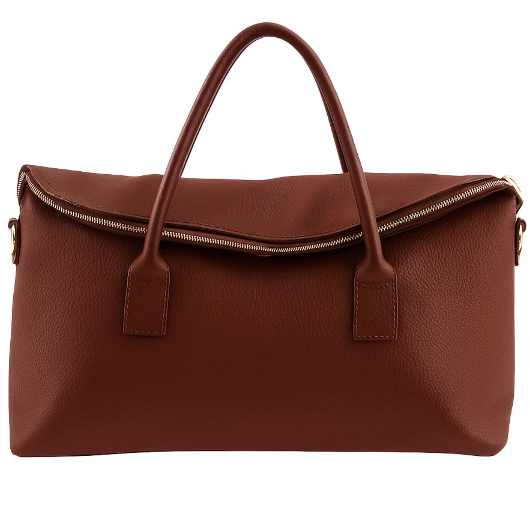 Borsa a Mano in Pelle Nera con Tracolla Regolabile