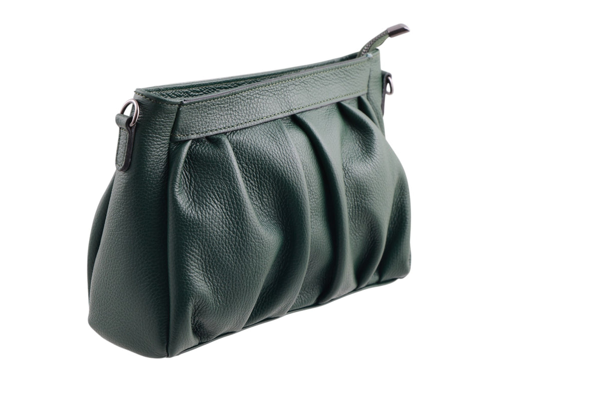 Borsa tracolla pieghe vera pelle