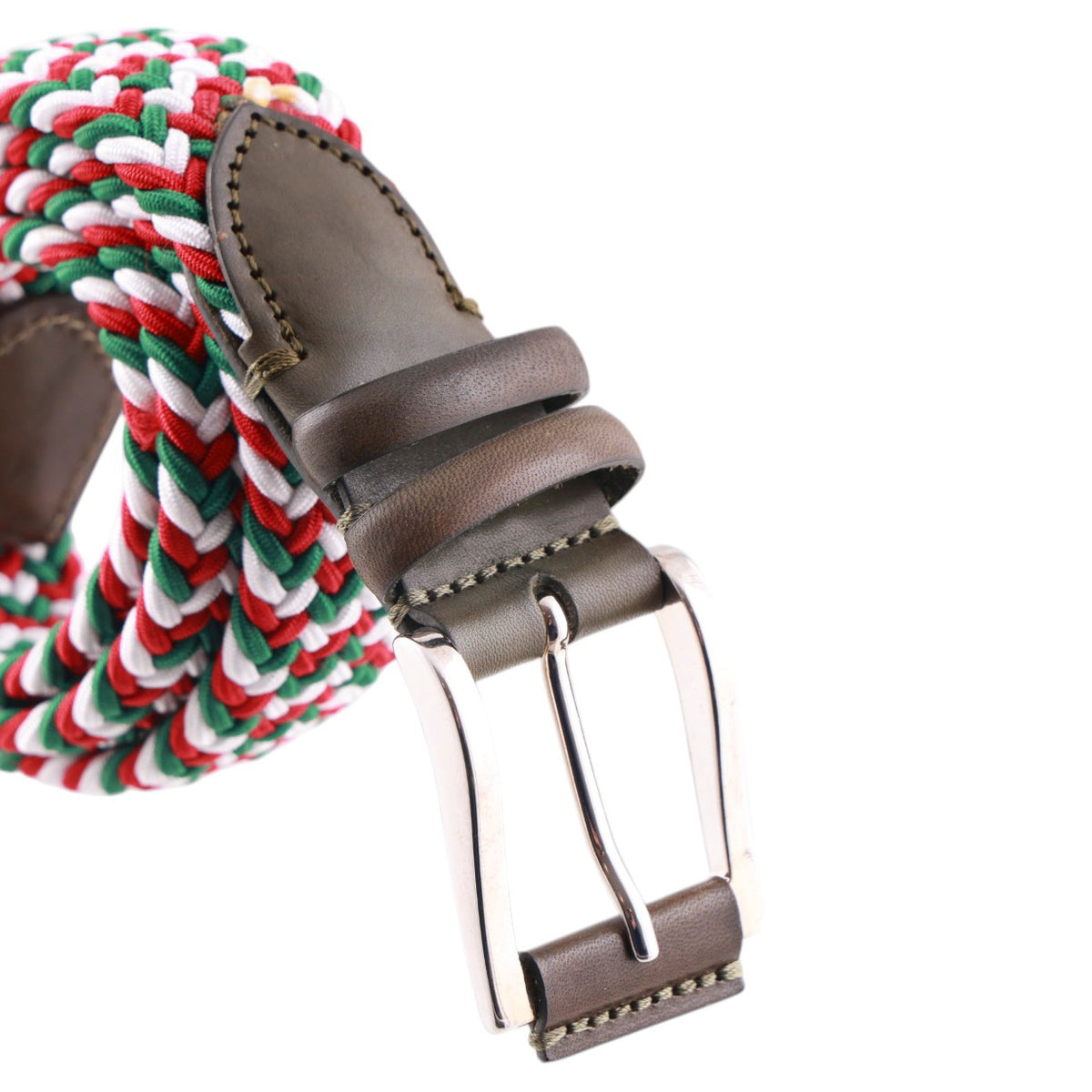 Cintura intrecciata, verde, rosso, bianco. Centopercento Camicie