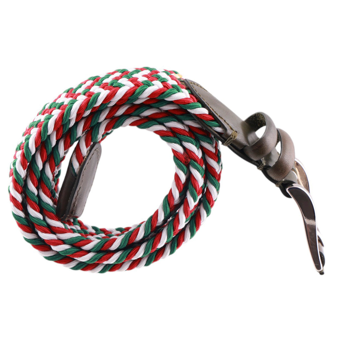 Cintura intrecciata, verde, rosso, bianco. Centopercento Camicie