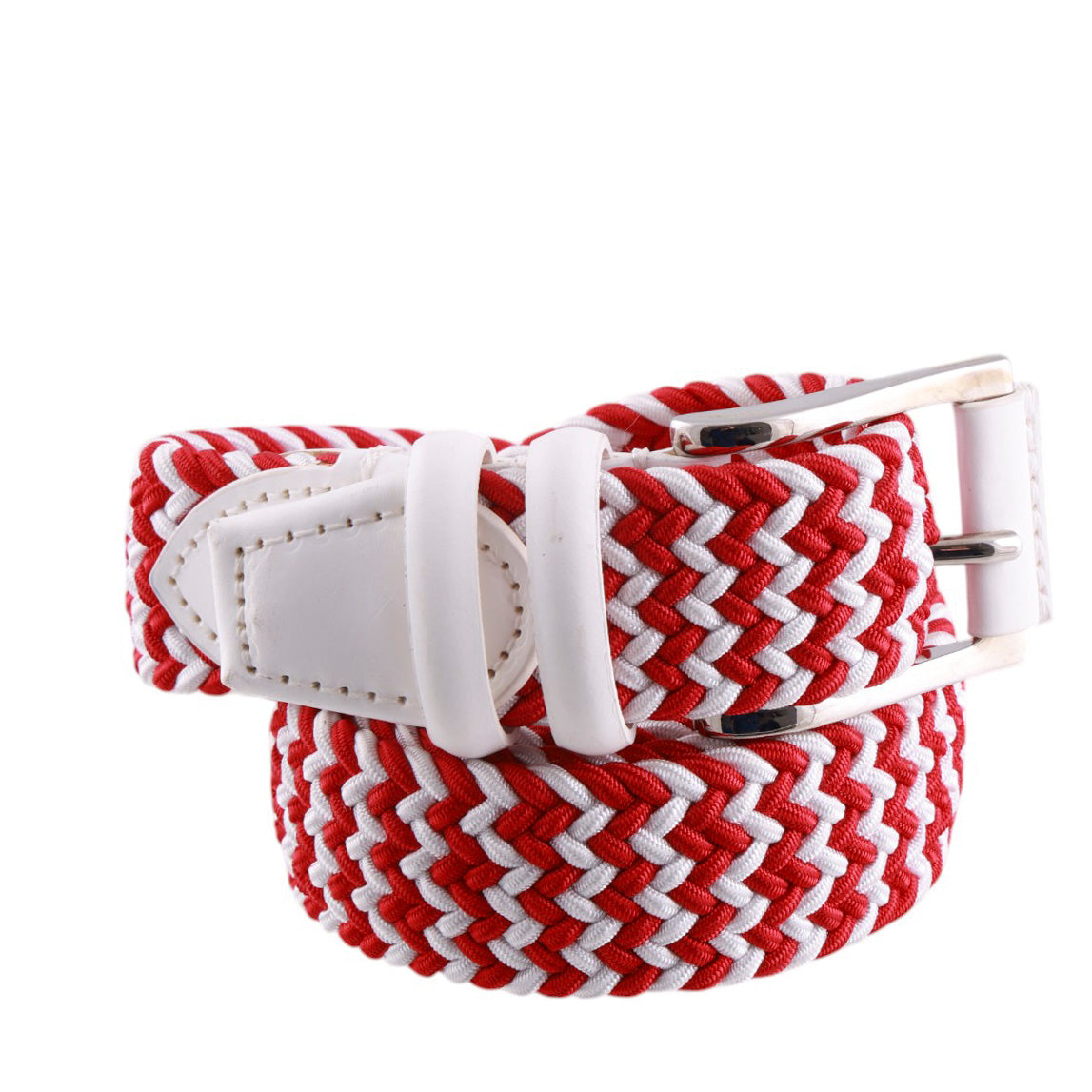 Cintura intrecciata elasticizzata bianco e rosso, Centopercento Camicie.
