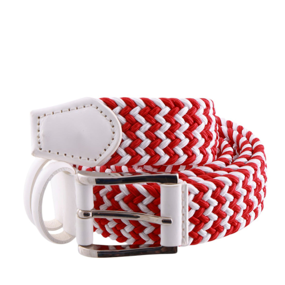 Cintura intrecciata elasticizzata bianco e rosso, Centopercento Camicie.