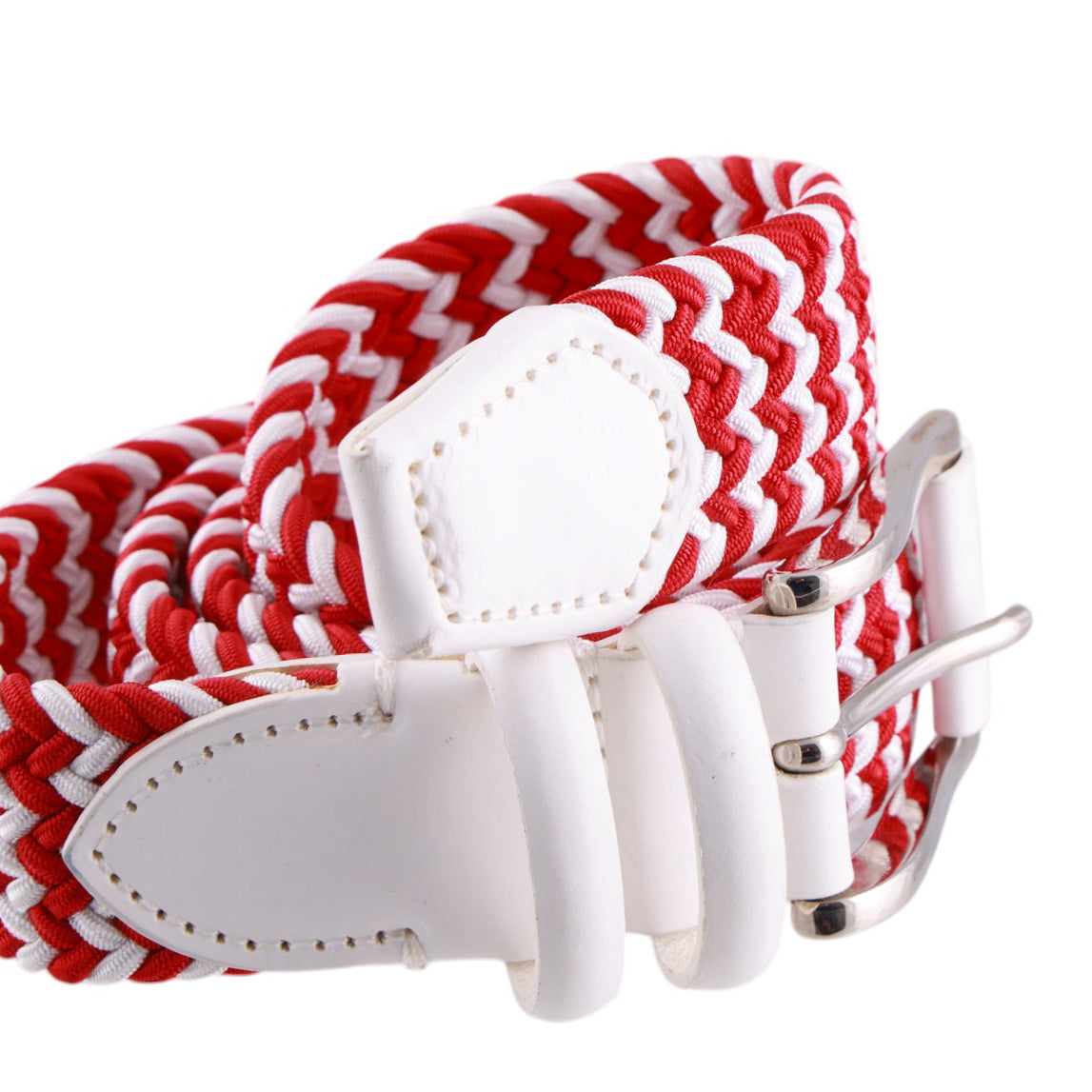 Cintura intrecciata elasticizzata bianco e rosso, Centopercento Camicie.