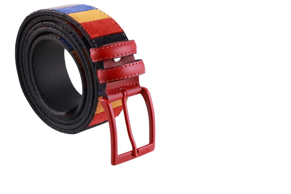 Cintura uomo pelle scamosciata patchwork