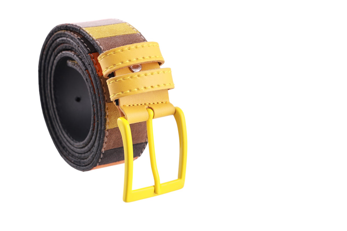 Cintura uomo pelle scamosciata patchwork