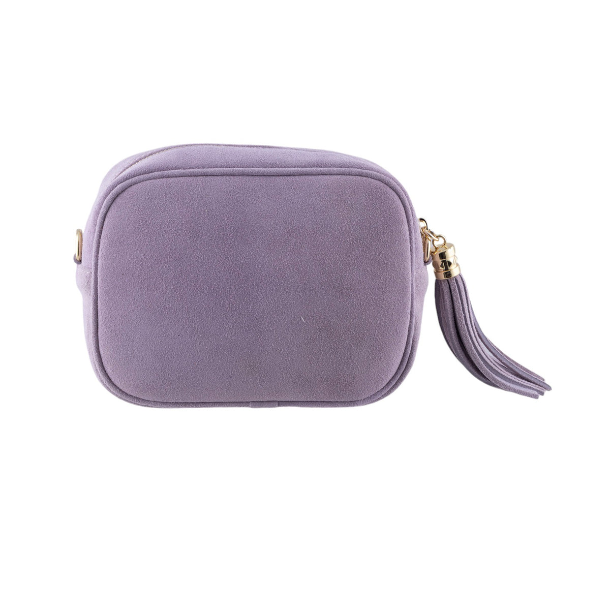 Borsa a tracolla vero camoscio, cursore a frangia laterale e chiusura con zip