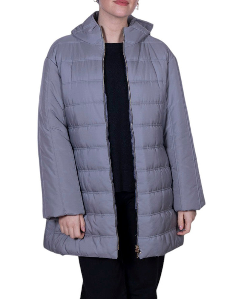 Piumino lungo con cappuccio