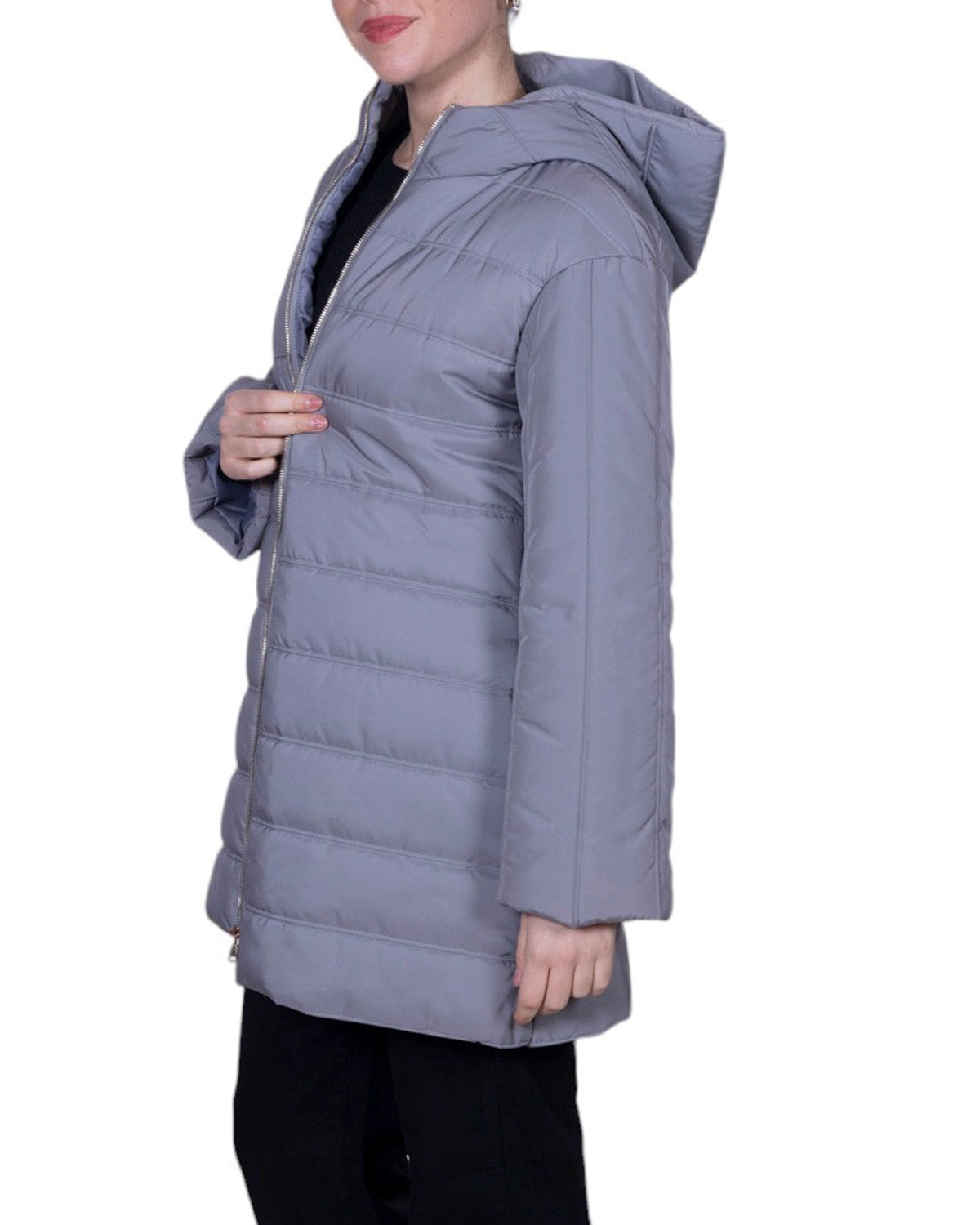 Piumino lungo con cappuccio