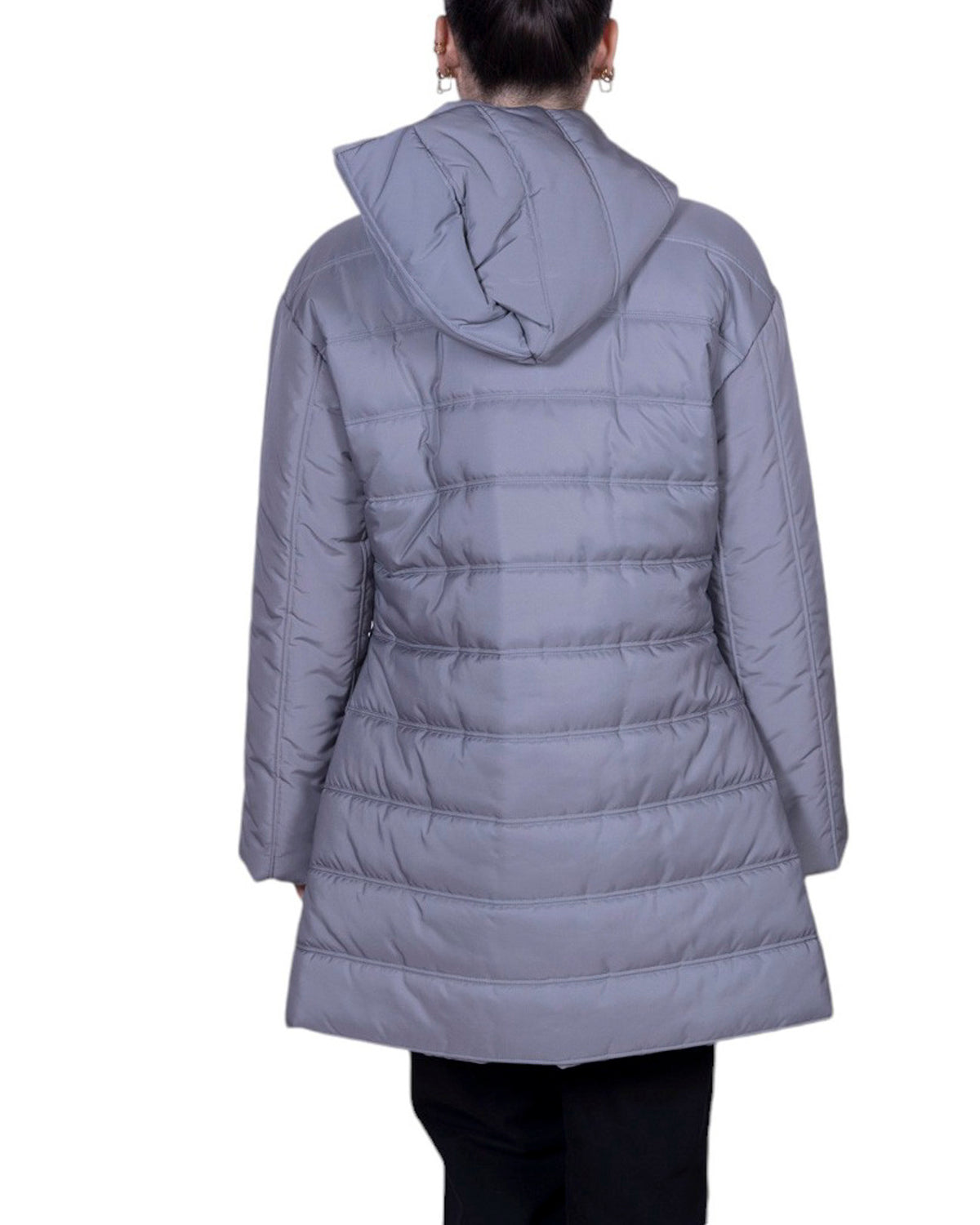 Piumino lungo con cappuccio