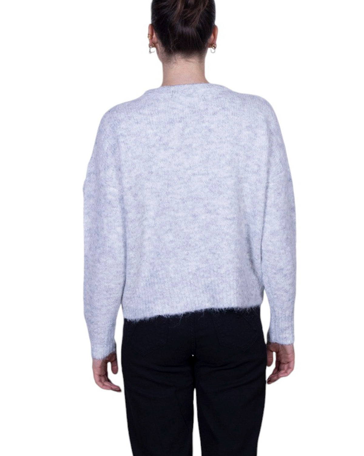 Maglia donna girocollo con applicazioni fiori